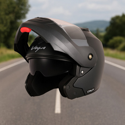 VEGA CRUX ISS FLIP-UP BLACK 57 MM SIZE M Motorbike Helmet(Black)