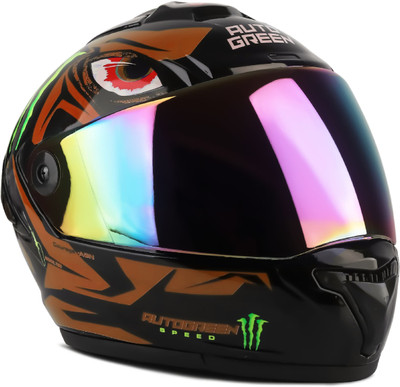 Agx Autogreen Monster Speed with Rainbow Visor Motorsports Helmet(Orange)