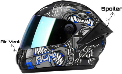 Agx Autogreen Speed Pitbull With Rainbow Visor ABS Material Motorbike Helmet(Multicolor)
