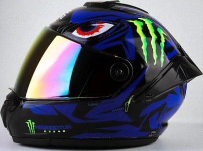 deletion Monster Speed ABS Material with Rainbow Visor (KK-1) Motorbike Helmet(Blue)