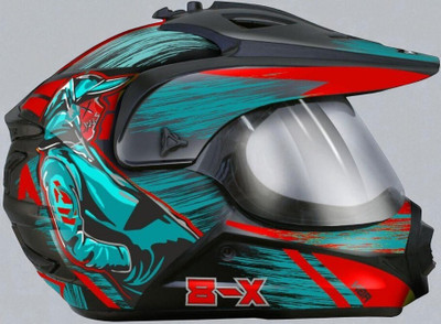 TRINOS X8 Cyber Graphics Motocross Motorbike Helmet (PP-1) Motorbike Helmet(Red)