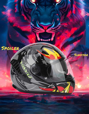 FOROLY O2 Full Face ABS Material with Scratch Resistant Polycarbonate Visor Motorbike Helmet(Multicolor)