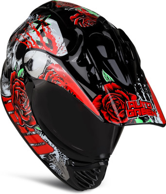 AutoGREEN X7 Devil Motocross with PC Visor Stylish Graphics Unisex Motorbike Helmet(Red)