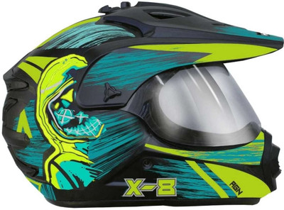 FOROLY Autogreen X-8 Cyber Motocross Scratch Resistant Visor Motorbike Helmet(Multicolor)