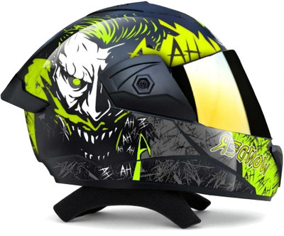 TRINOS Wonder Ninja with Rainbow Visor ABS Material (MM-1) Motorbike Helmet(Green)