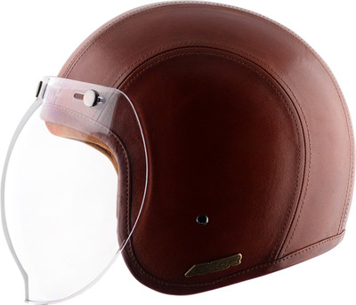 Axor Retro Jet leather Timber Motorbike Helmet(Coniac Light)
