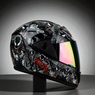 deletion Rado with Anti UV Unbreakable Rainbow Visor ABS Material Unisex (OO-1) Motorbike Helmet(Black)