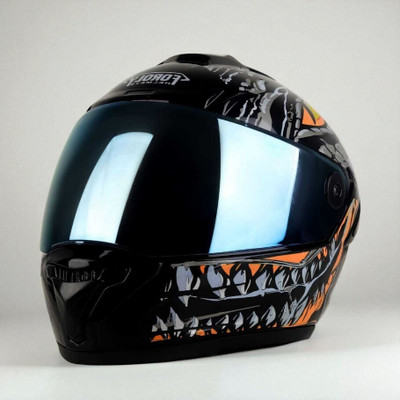 TRINOS Speed Smk with Anti UV Rainbow Visor ABS Material Unisex (KK-1) Motorbike Helmet(Orange)