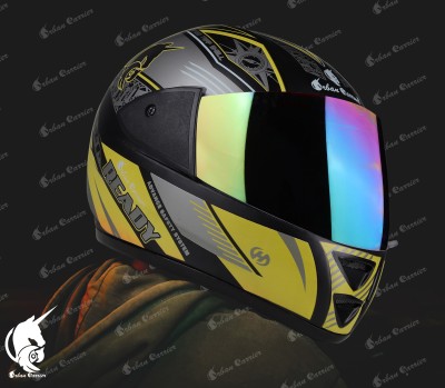 urban carrier Branded ISI Certified ABS Material Full Face Stylish Helmet with Rainbow Visor Motorbike Helmet(Yellow)