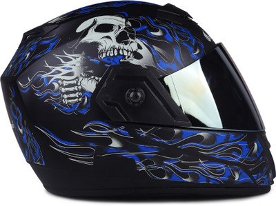 urban carrier ABS Ghost Rider Full Face Rainbow Visor Motorbike Helmet(Blue)