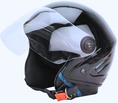 RDX _ BLACK TRACK HALF FACE HELMAT WITH ISI CERTIFIED ( SAVE PRECIOUS LIFE ) Motorbike Helmet(Black)