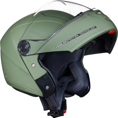 ROYAL ENFIELD Adroit Modular Flip Up with Visor |ISI Certified | for Men and Women Motorbike Helmet(Battle Green)