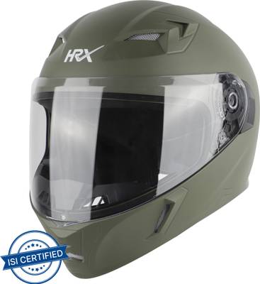 HRX COMBAT Full Face Clear Visor Air ventilated ISI Marked Motorbike Helmet  (MAT BATTLE GREEN)