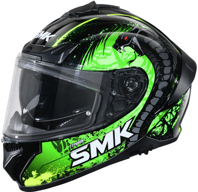 SMK Typhoon Motorbike Helmet(Black and Green)