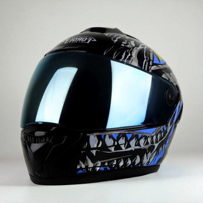 deletion Speed Smk with Anti UV Rainbow Visor ABS Material Unisex (KK-1) Motorbike Helmet(Blue)