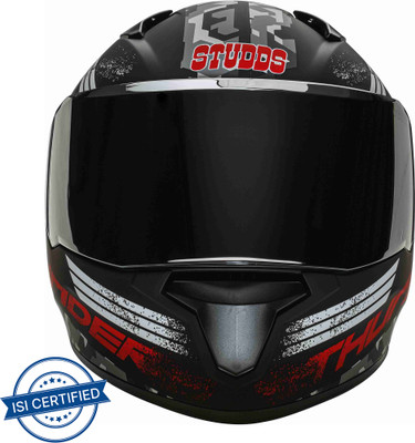 STUDDS THUNDER D2 FULL FACE WITH MIRROR VISOR Motorbike Helmet(Matt Black)