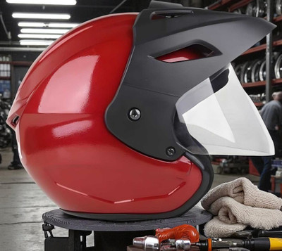 TRINOS Neno Peak with pc Visor ABS Material (OO-1) Motorbike Helmet(Red)