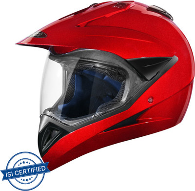 STUDDS MOTOCROSS PLAIN WITH VISOR FULL FACE -L Motorbike Helmet(cherry red)