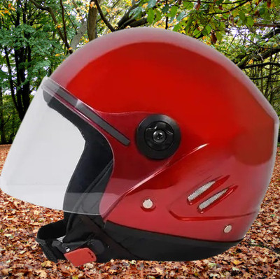 Lxt Red_Half_face_Helmet_with ISI Certified_RE_65 Motorbike Helmet(Red)