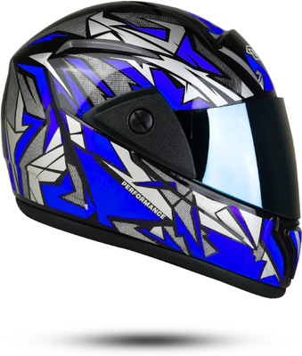FOROLY Dragon Fullface ABS Material with Rainbow Visor Unisex Motorbike Helmet(Blue)