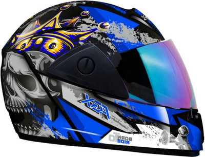 FOROLY Rado Nirvan with Anti UV Rainbow Visor ABS Material Unisex (O-1) Motorbike Helmet(Blue)