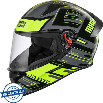 STUDDS Thunder Full Face Helmet D3 with Clear Visor (Black N5, L) Motorbike Helmet(Black)