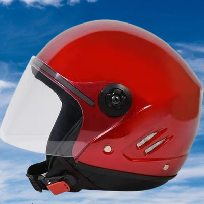 Lxt Red_Half_face_Helmet_with ISI Certified_RE_27 Motorbike Helmet(Red)