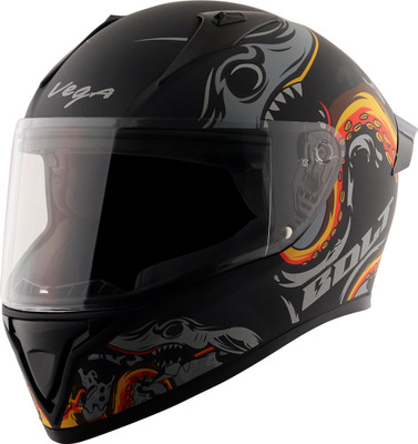 VEGA Bolt Octopus Motorbike Helmet(Dull Black Orange)