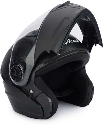 FOROLY Aeroh Flipup Ventillated ABS Material with Polycarbonate visor Motorbike Helmet(Black)