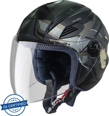 Steelbird SBA-6 7Wings Gravity Open Face Helmet, ISI Certified Helmet Motorbike Helmet(Matt Black Grey with Clear Visor)