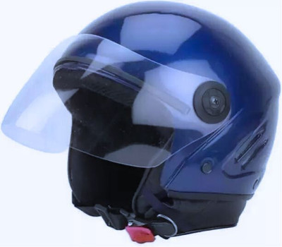 KNL _ BLUE TRACK HALF FACE HELMAT WITH ISI CERTIFIED ( SAVE PRECIOUS LIFE ) Motorbike Helmet(Blue)