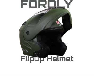 FOROLY Deletion Adien Flipup ISI with Polycarbonate Visor Motorbike Helmet(Green)