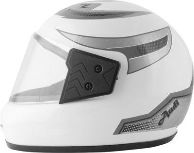Sage Square Audi Kimi Full Face Helmet | ISI Certified | Clear Visor | Extra Comfort & Style Motorbike Helmet(White Glossy - Silver)
