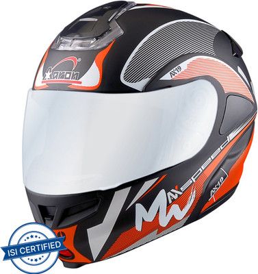 Aaron Hybrid Decor Max Speed Motorbike Helmet(Matt Black, Orange)