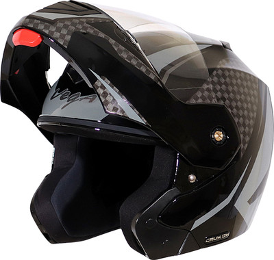 VEGA Crux Dx Checks Motorbike Helmet(Black Silver)