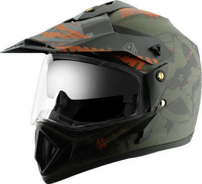 VEGA Off Road D/V Secret Motorbike Helmet(Dull Green Black)