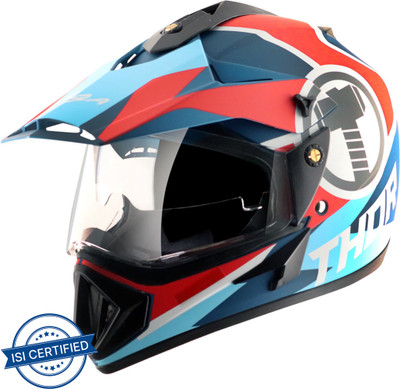 VEGA Off Road Marvel Thor Edition Motorbike Helmet  (Dull Blue Red) For Rs. 1473 @ 50 %