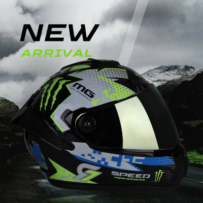 FOROLY Auto Green Speed MG-23 ABS Material with Rainbow visor Motorbike Helmet(Green)