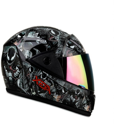 deletion Rado with Anti UV Unbreakable Rainbow Visor ABS Material Unisex (MM-1) Motorbike Helmet(Black)