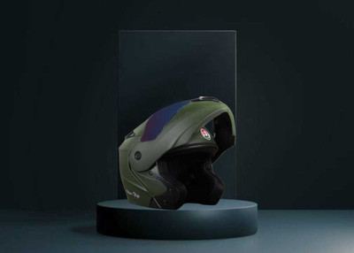 FOROLY Deletion Adien Flipup ISI with Rainbow Visor Motorbike Helmet(Green)