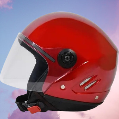 Lxt Red_Half_face_Helmet_with ISI Certified_RE_26 Motorbike Helmet(Red)