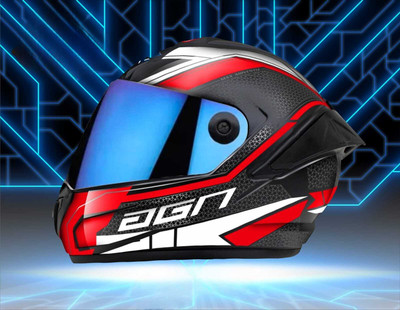 Agx AGN Speed ABS Material with Rainbow visor Motorbike Helmet(Red)