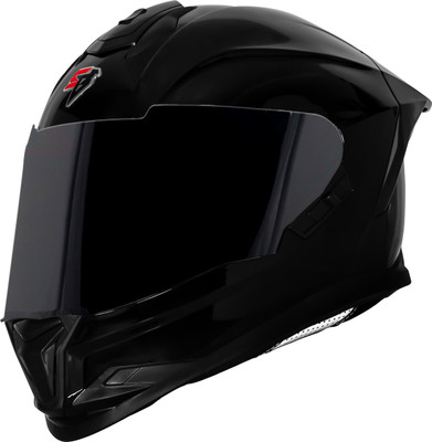 Steelbird SBH-57 Fighter F5 ISI and DOT Certified Full Face Helmet for Men and Women Motorbike Helmet(Glossy Black)