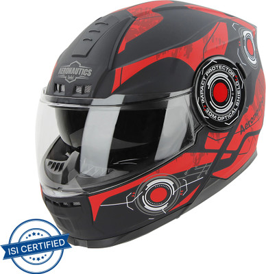 Steelbird Cyber ISI Certified Full Face Graphic Helmet for Men with Inner Smoke Sun Shield Motorbike Helmet(Matt Black Red)