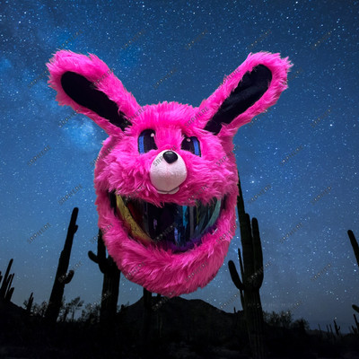 SRPHERE TIT2 FUNNY BUNNY COVER FOR UNIVERSAL HELMET PINK Motorbike Helmet(Pink)