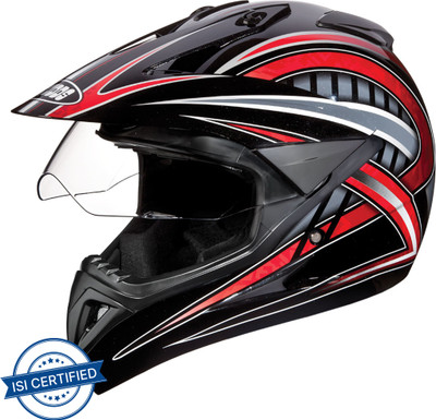 STUDDS Motocross D2 with Visor Motorbike Helmet(Black)