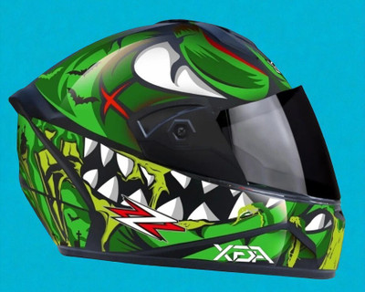 TRINOS Fighter Angry HD Graphics with Anti UV PC Visor ABS Material Unisex (NN-1) Motorbike Helmet(Multicolor)