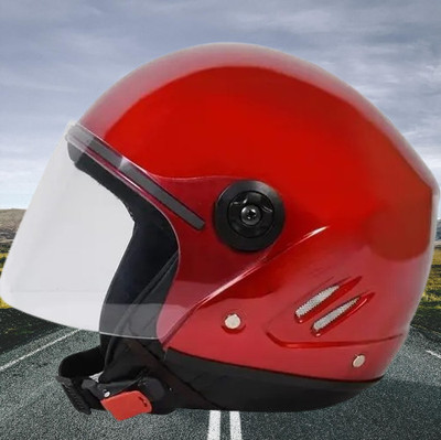 Lxt Red_Half_face_Helmet_with ISI Certified_RE_15 Motorbike Helmet(Red)
