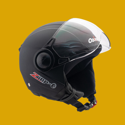 OZONE Zipp helmet _openface_largesize_043 Motorbike Helmet(Black)
