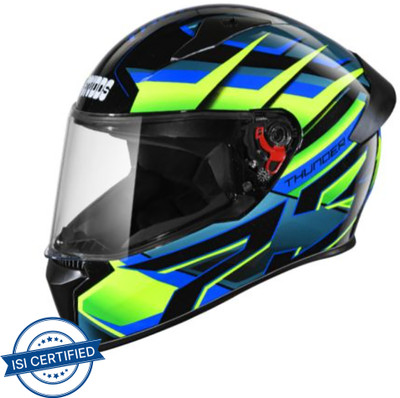 STUDDS THUNDER D6 Motorbike Helmet(Black Green N1)